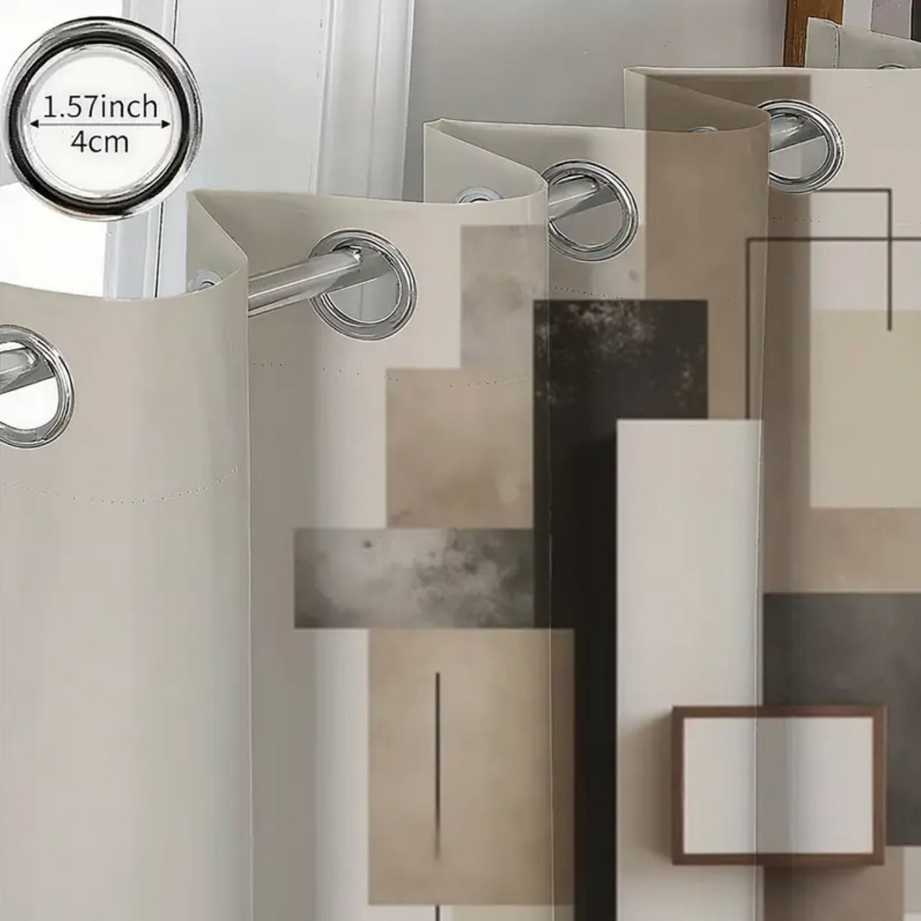 Zenora 2D Flat Abstract Geometric Velvet-Feel Curtain Set