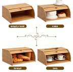 Zenora Bamboo Bread Box – Large Capacity Moisture-Proof Storage