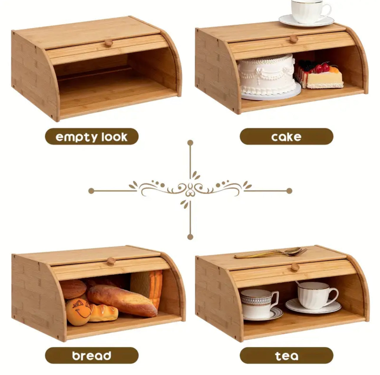 Zenora Bamboo Bread Box – Large Capacity Moisture-Proof Storage