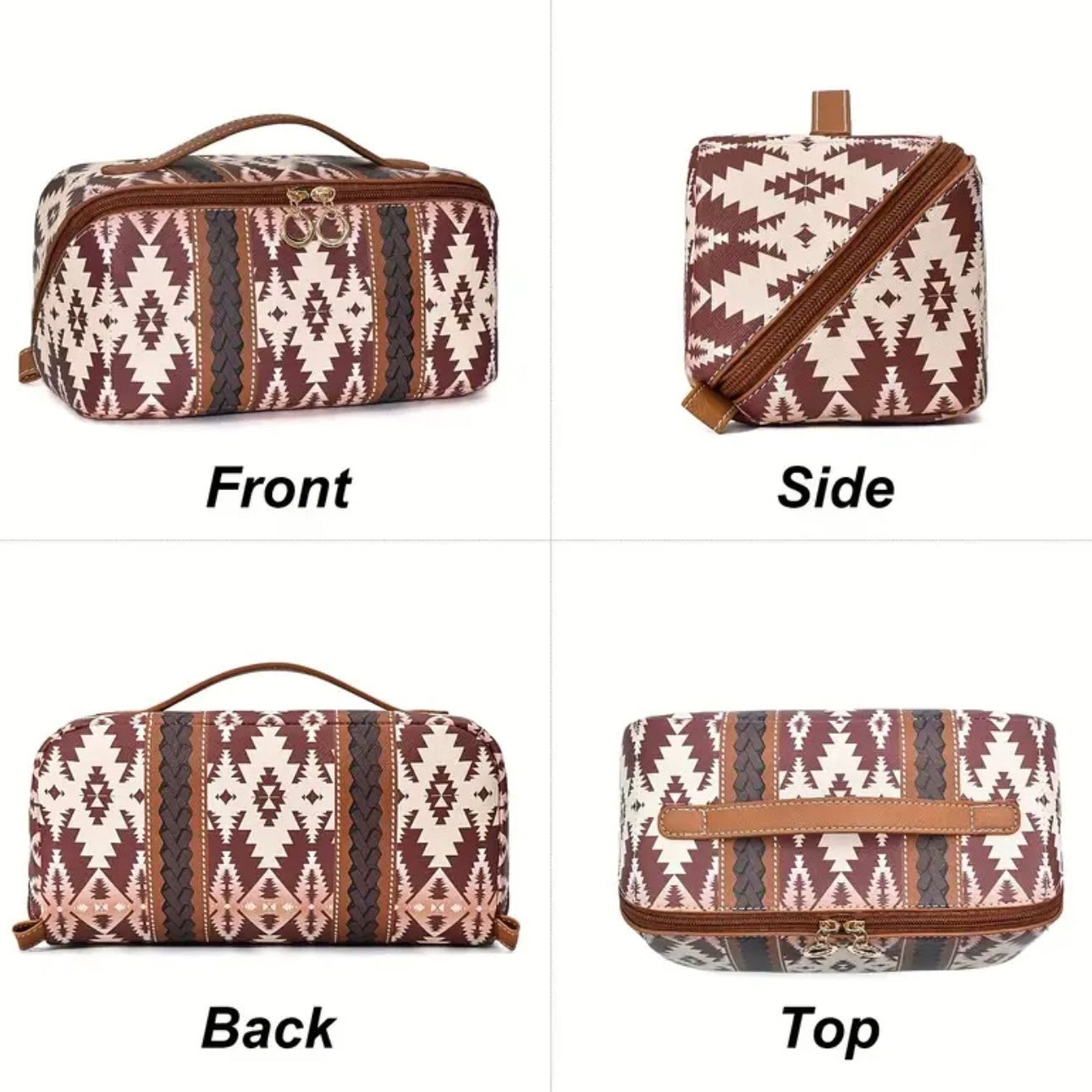 Zenora Large Synthetic Leather Travel Makeup Bag