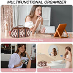 Zenora Large Synthetic Leather Travel Makeup Bag