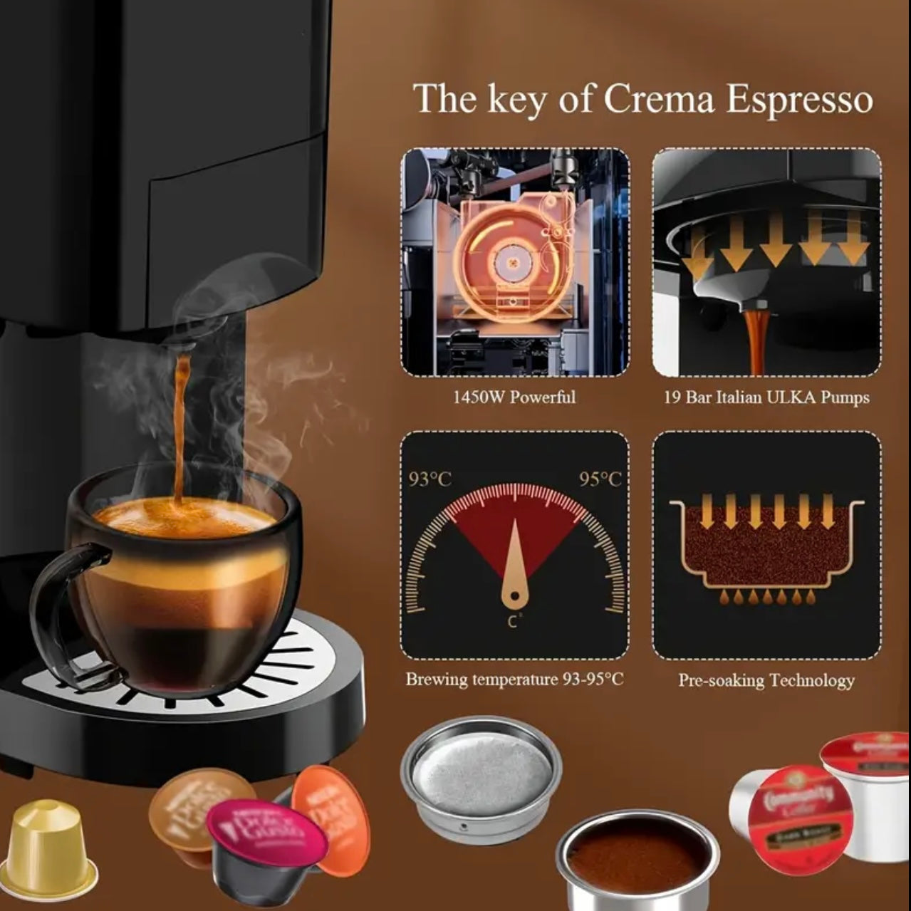 Zenora 4-in-1 Single Serve Capsule Coffee Maker