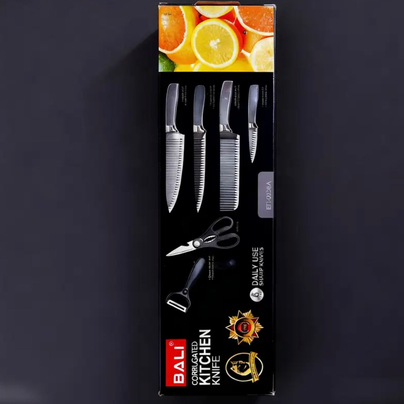 Zenora Stainless Steel Textured Wavy Knife Set – 6-Piece Kitchen Essentials