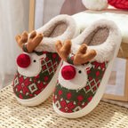 Zenora Cozy Christmas Reindeer Plush Slippers