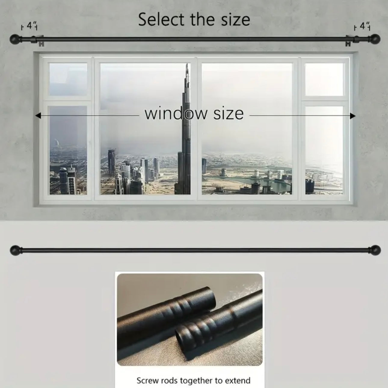 Zenora Adjustable Curtain Rod Bracket Set with Decorative Small Ball Finials