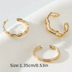 3-Piece Golden Toe Ring Set — Minimal Intertwined Design