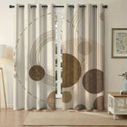 Zenora 2-Piece Beige & Brown Abstract Semi-Transparent Curtains