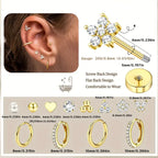 12 Pairs Unisex 316L Stainless Steel Earring Set