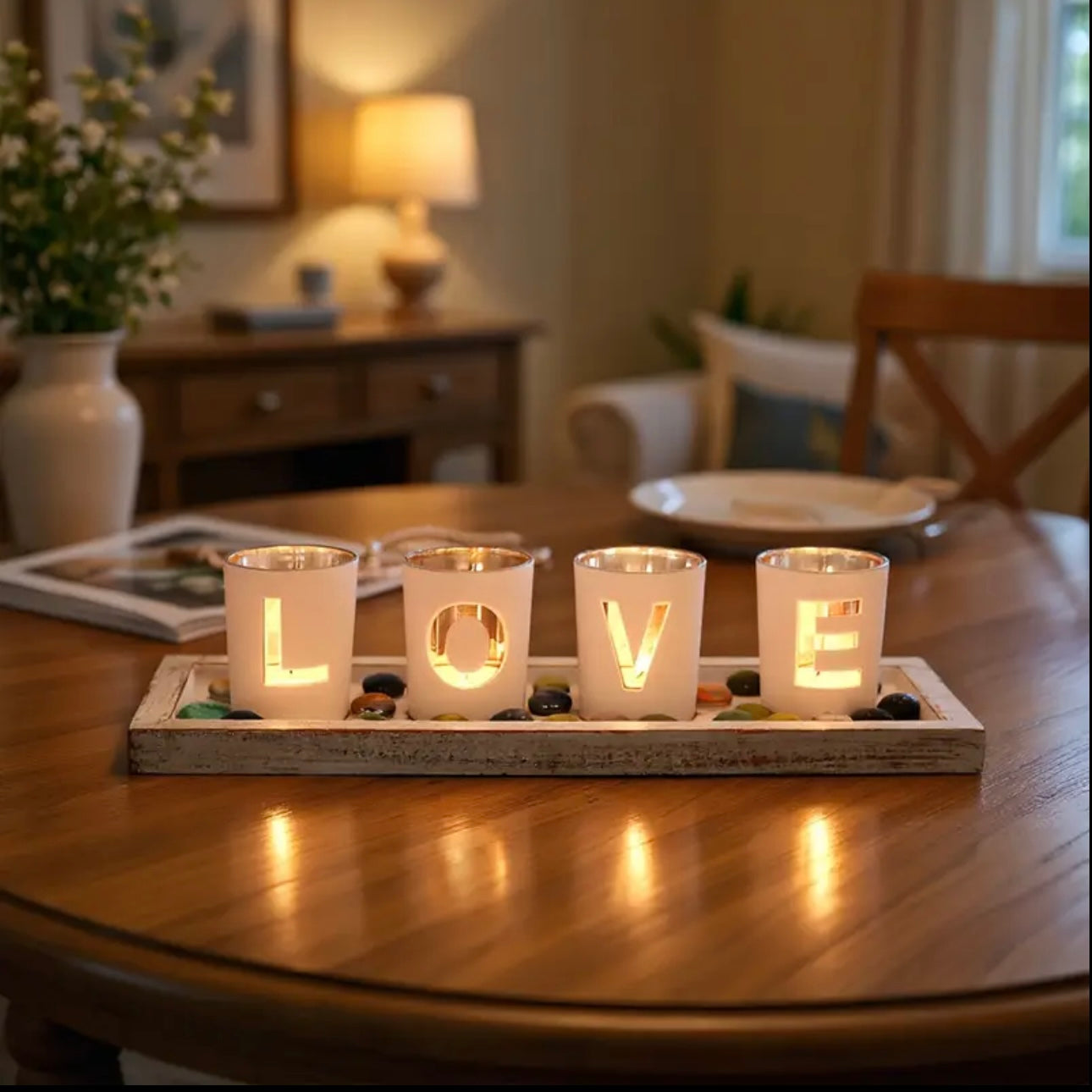 Zenora Wooden & Glass Letter Candle Holder