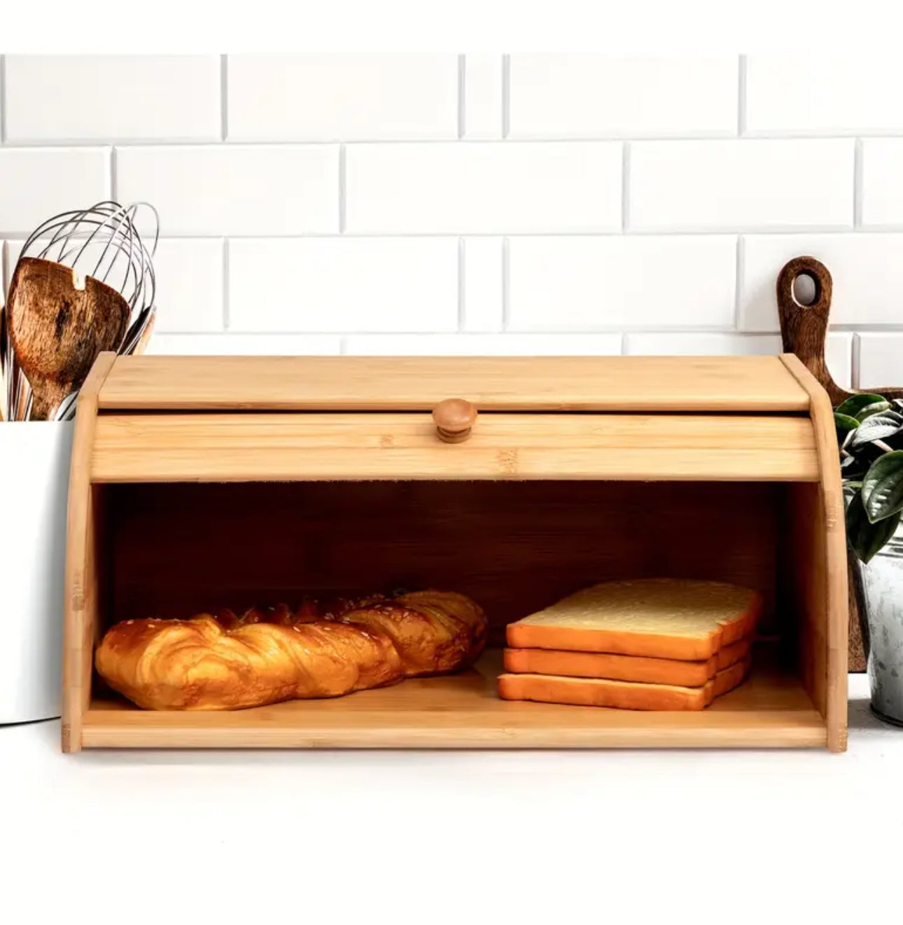 Zenora Bamboo Bread Box – Large Capacity Moisture-Proof Storage