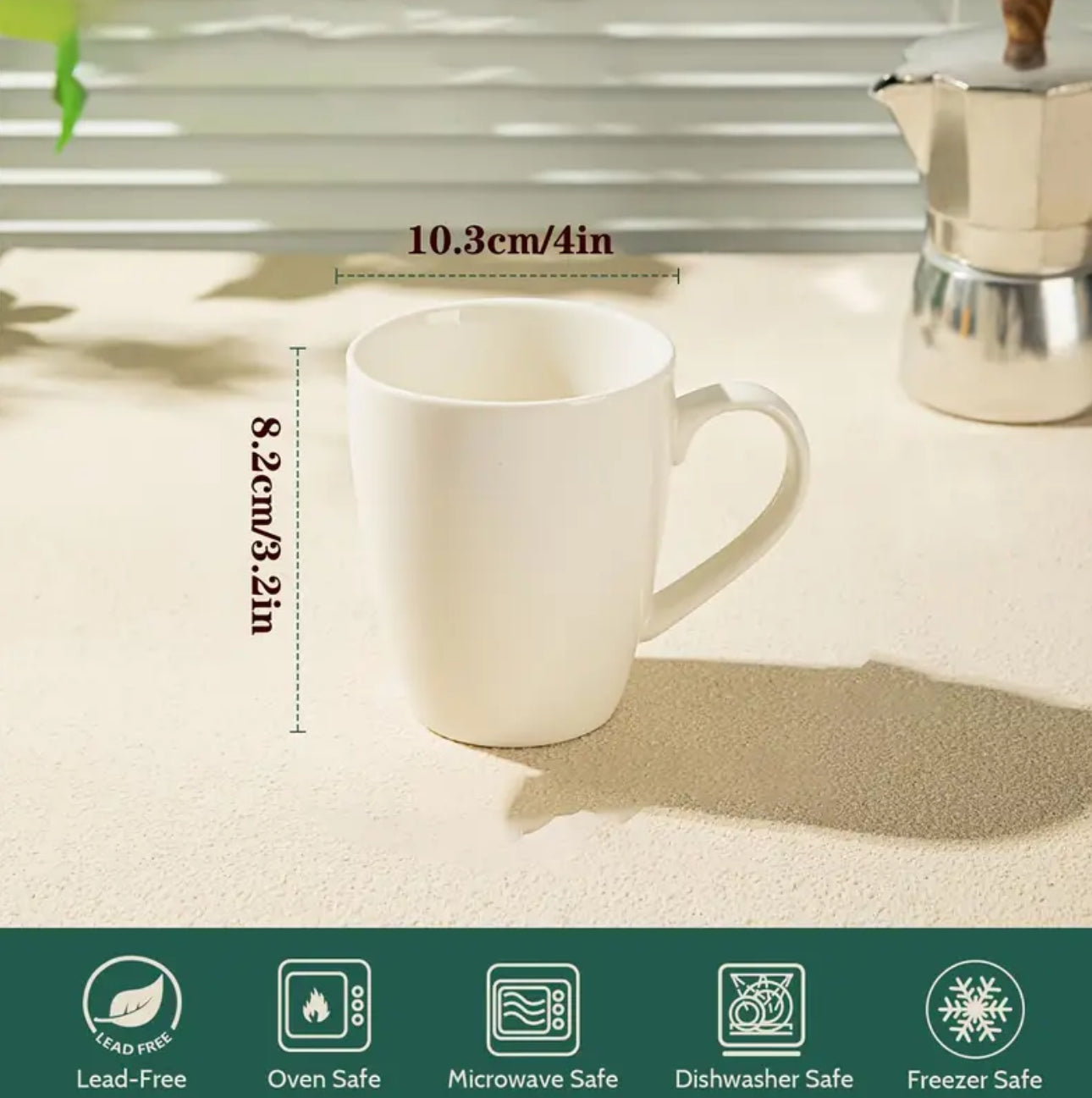 Zenora 6pcs Elegant White Coffee & Cold Drink Cups