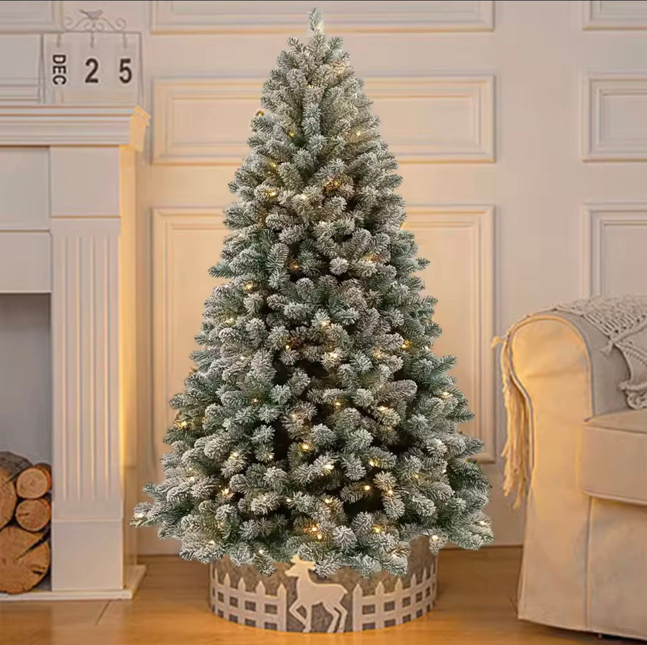 Zenora Pre-Lit Snow Flocked Christmas Tree