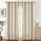Zenora Luxury Double Rhombus Embroidered Blackout Curtain Set