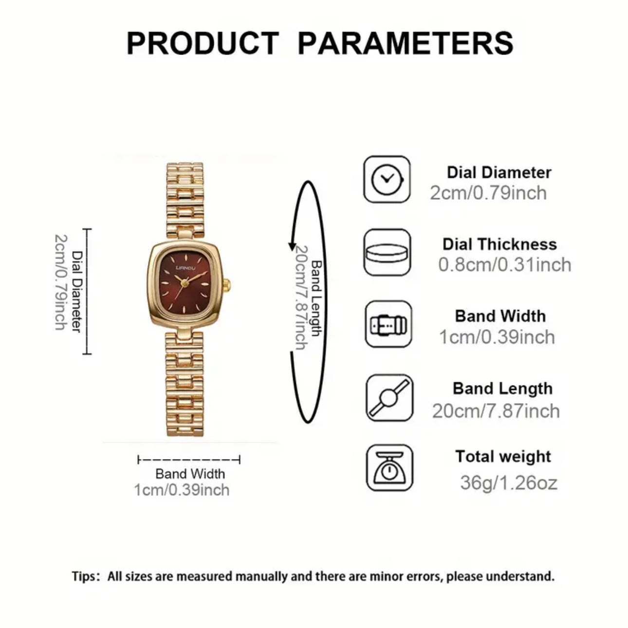 AURA SQUARE Golden-Tone Women’s Quartz Watch