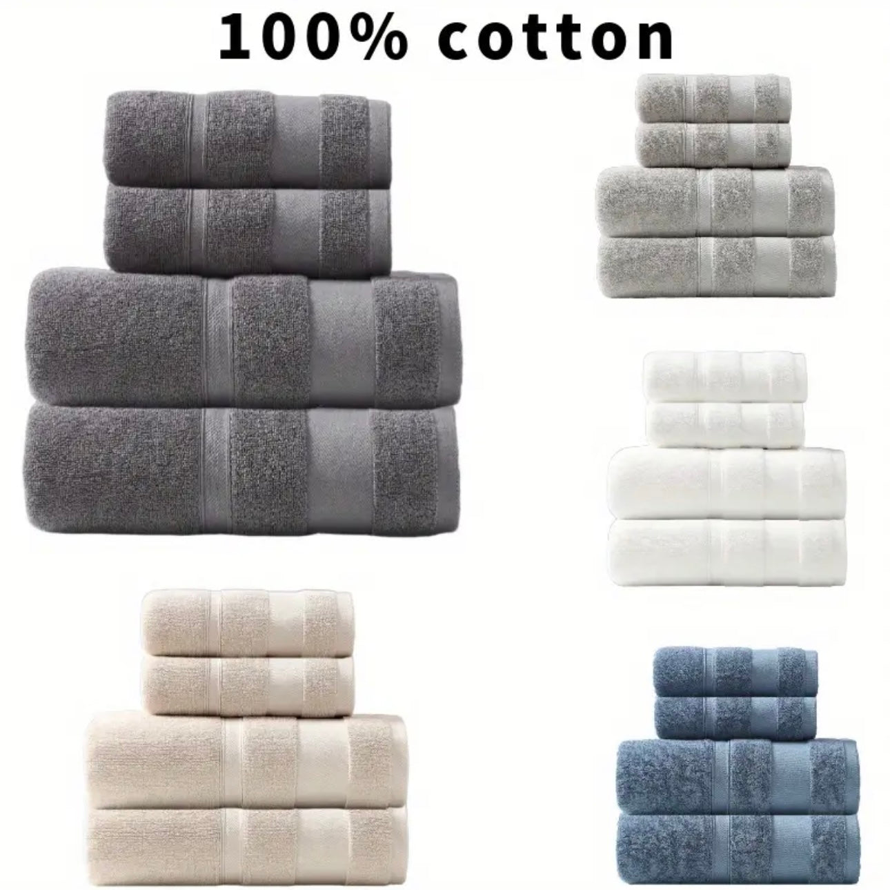 Zenora 4pcs Pure Cotton Bath Towel Set