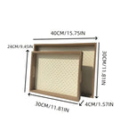 Zenora 2pcs Wooden Tray Set with Faux Leather Pattern