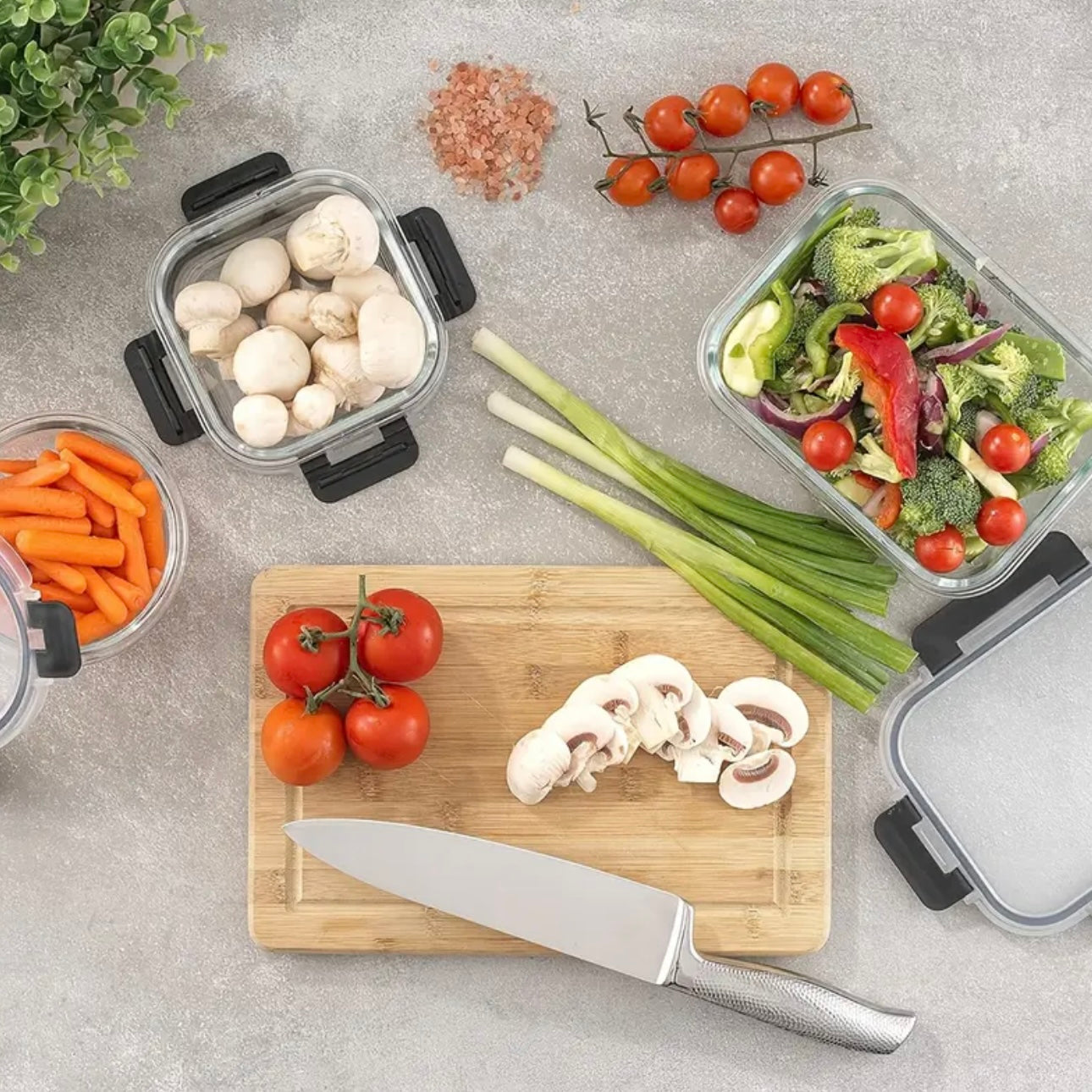 Zenora 24-Piece Glass Crisper Set (12 Bowls + 12 Lids)