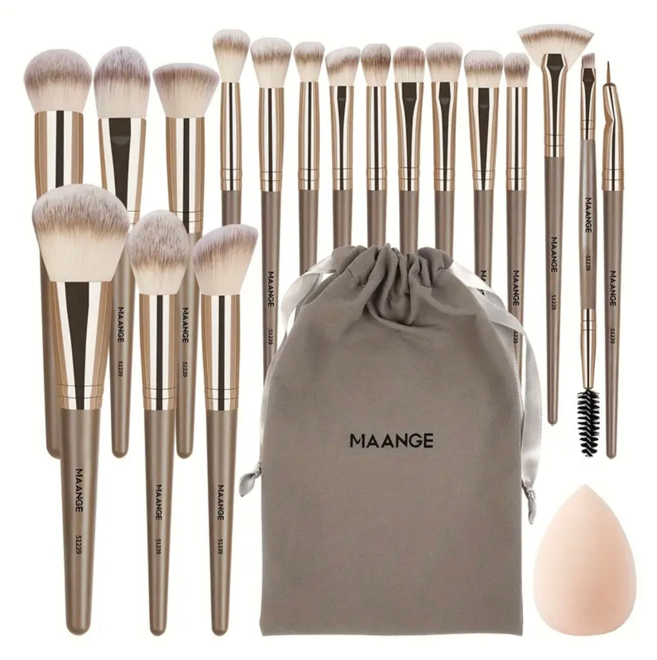 Zenora 18pcs Professional Makeup Brush Set with Velvet Bag and Beauty Spong