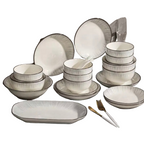 Zenora 12-Piece Black & White Ceramic Dinnerware Set