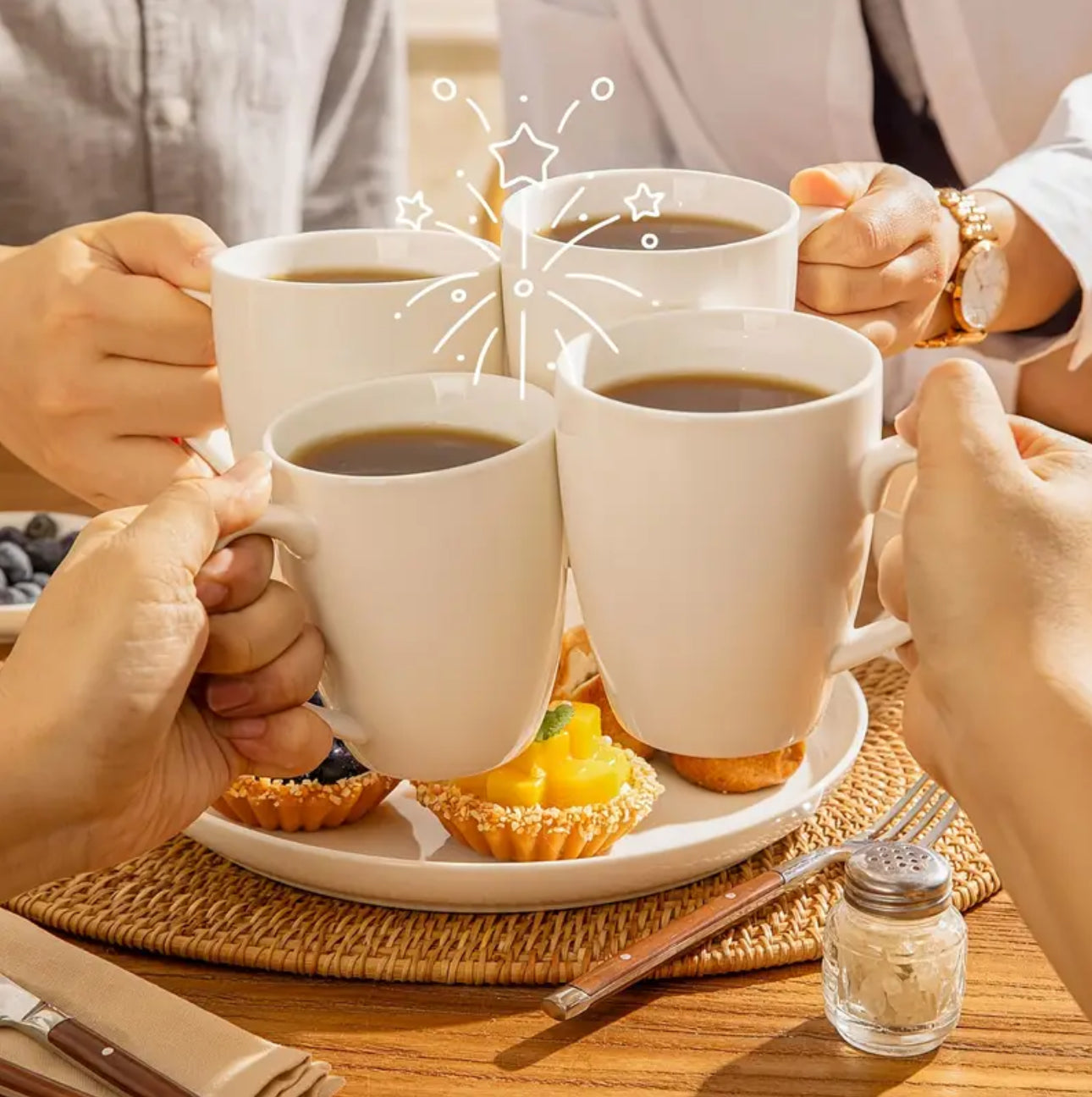 Zenora 6pcs Elegant White Coffee & Cold Drink Cups