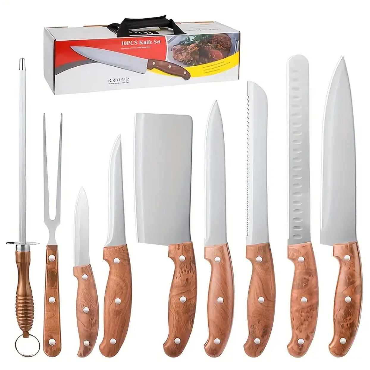 Zenora 10pcs Professional Stainless Steel Kitchen Knife Set
