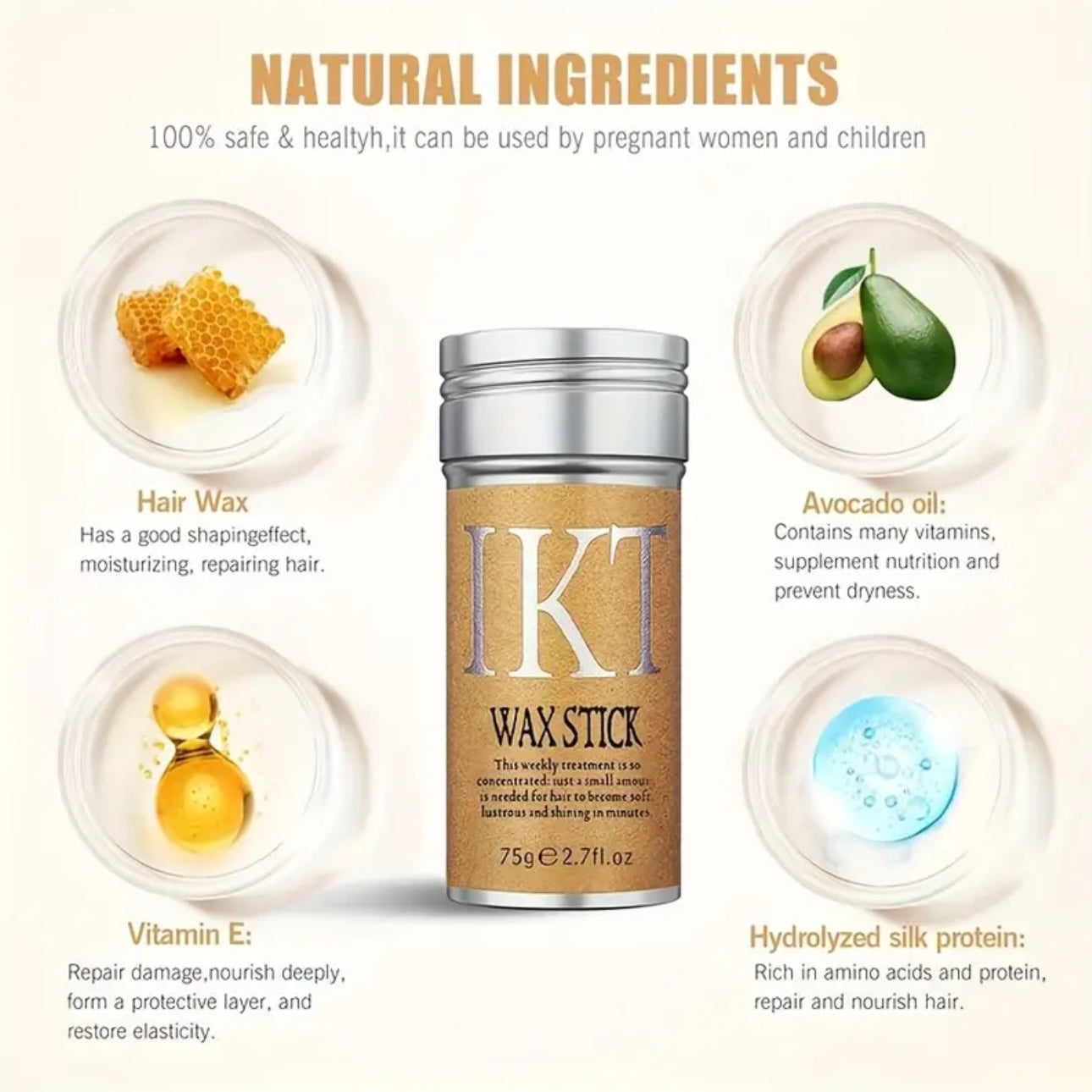 Zenora Slick Back Hair Brush & Wax Stick Set