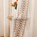 Zenora Bohemian Linen Semi-Sheer Tassel Curtain Pane