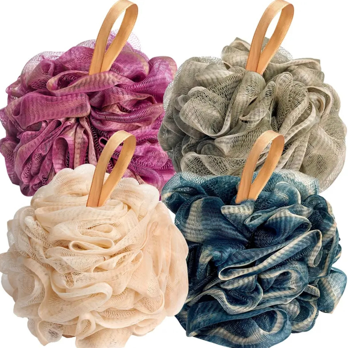 Zenora 4pcs Soft Exfoliating Bath Sponge Set