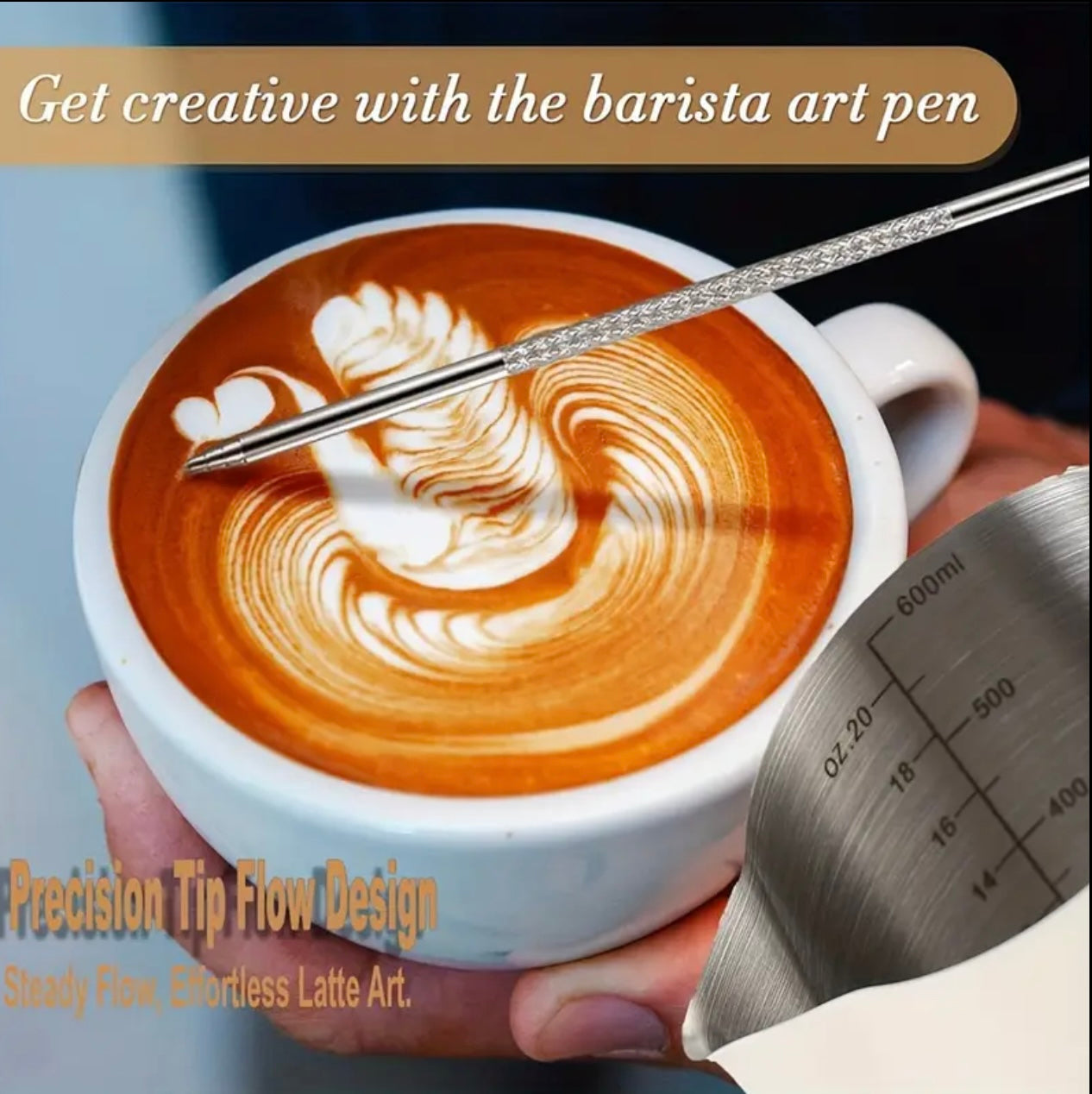 Zenora Stainless Steel Milk Frothing Pitcher Set