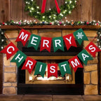 Zenora Festive Red Felt Merry Christmas Banner