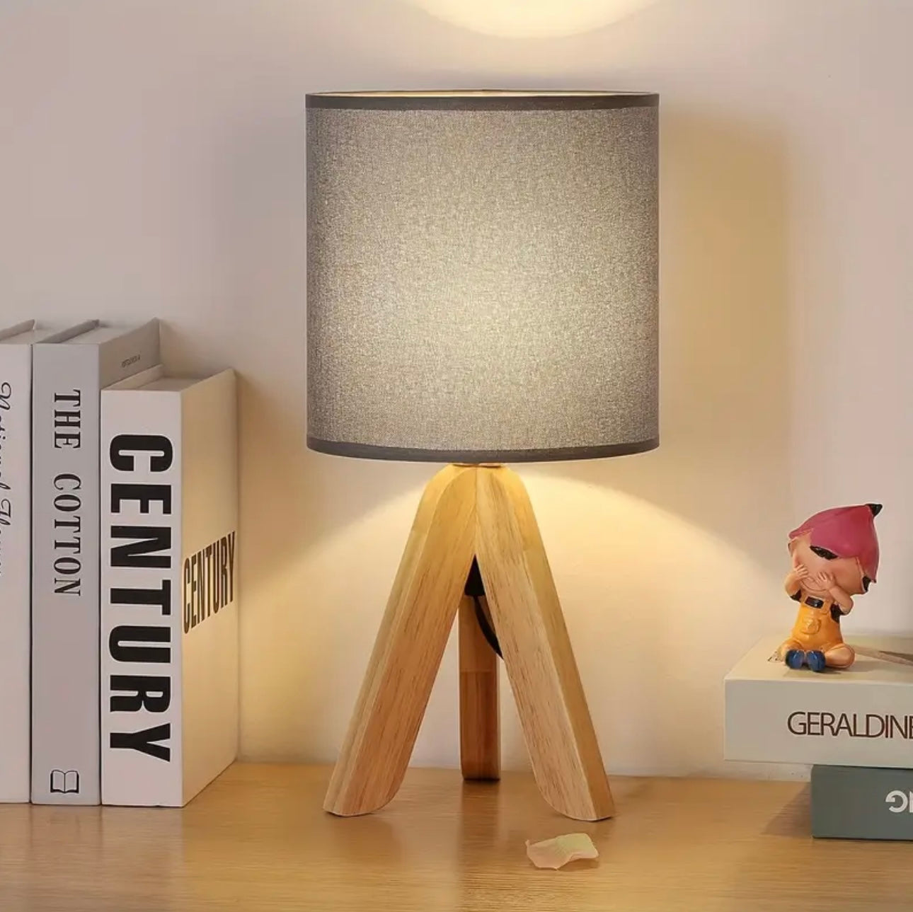 Zenora Charming Wooden Tripod Table Lamp