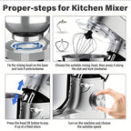 Zenora 1400W Smart Stand Mixer – 6.2L Stainless Steel Bowl