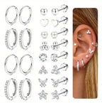 12 Pairs Unisex 316L Stainless Steel Earring Set