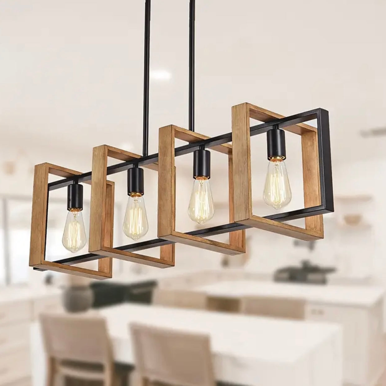 Zenora Adjustable Matte Black Kitchen Island Pendant Light