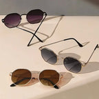 3-pair set of polygonal metal frame fashion glasses