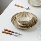 Zenora 12pcs Japanese Floral Embossed Ceramic Dinnerware Set