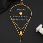 3pcs Men’s Heavy-Duty Interlocking Link Necklace & Ring Set