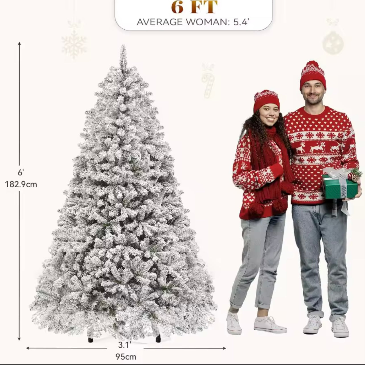 Zenora 6FT Pre-Lit Snow Flocked Christmas Tree