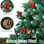 Zenora Christmas Artificial Pine Tree with LED Lights, Berries & Pine Cones