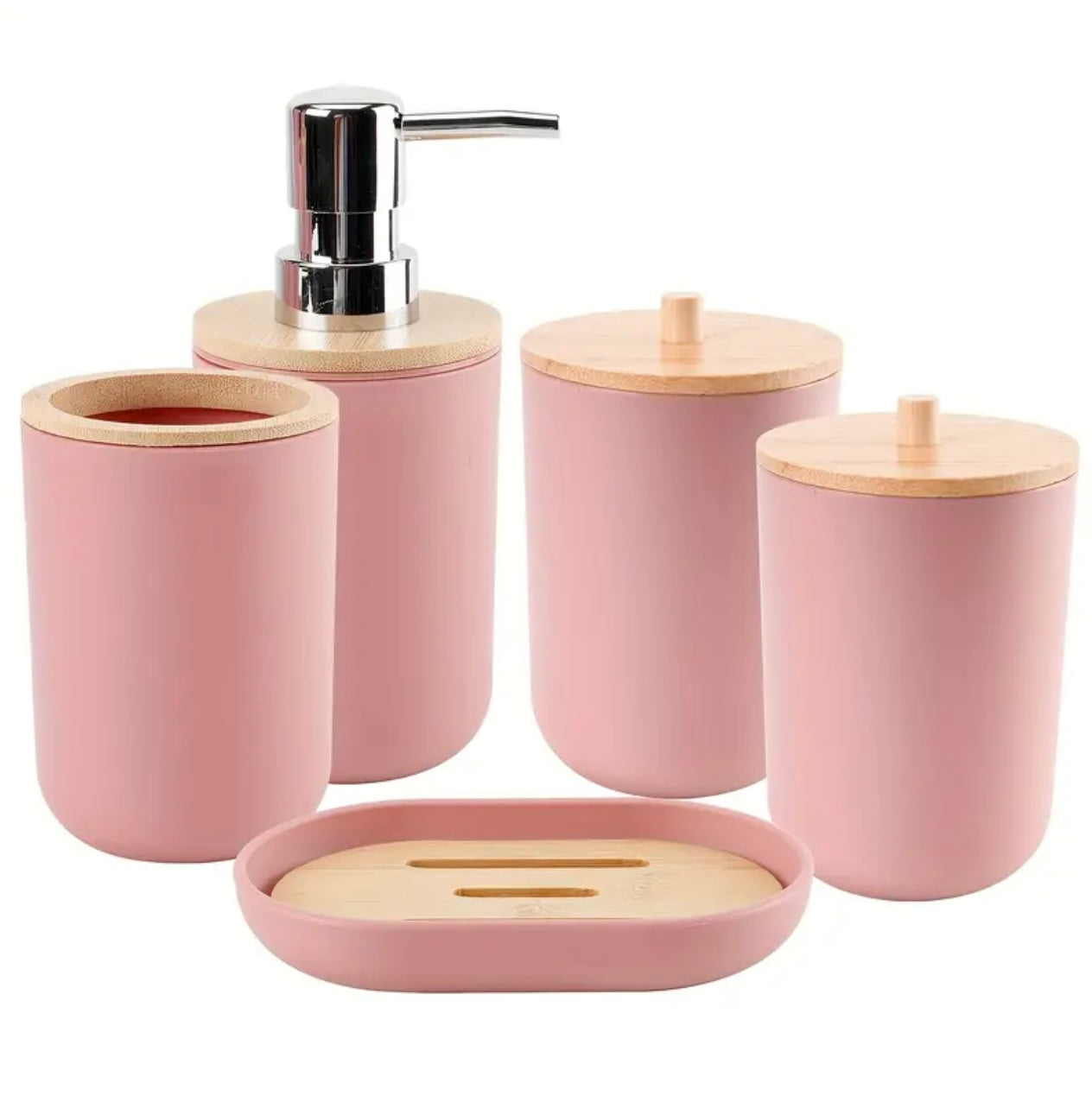 Zenora 5-Piece Plastic Rattan Bathroom Accessory Set