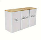Zenora 3-Piece Airtight Metal Tea & Coffee Storage Container Set with Bamboo Lids