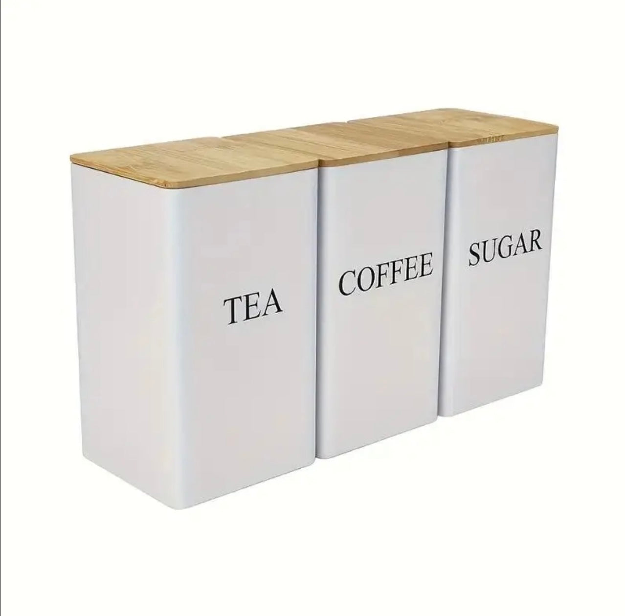 Zenora 3-Piece Airtight Metal Tea & Coffee Storage Container Set with Bamboo Lids