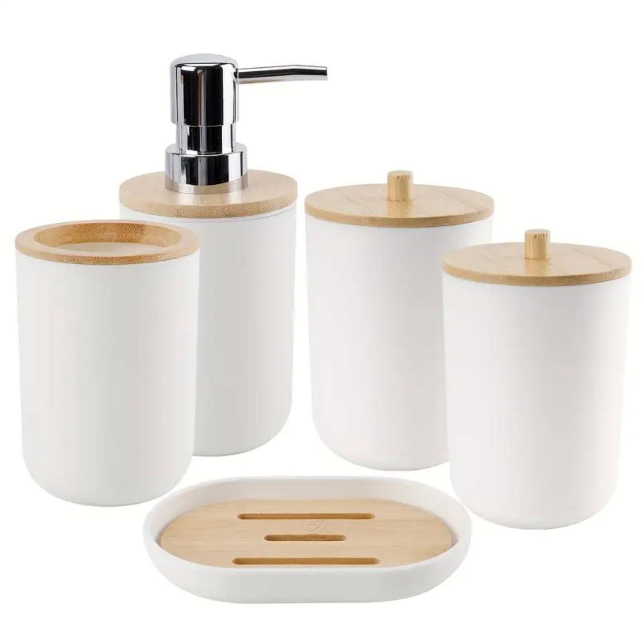 Zenora 5-Piece Plastic Rattan Bathroom Accessory Set