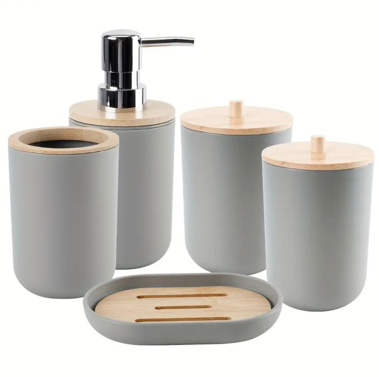 Zenora 5-Piece Plastic Rattan Bathroom Accessory Set