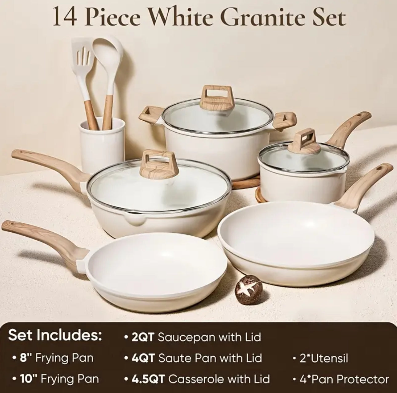 Zenora Kemo AllureStone Non-Stick Cookware Set (14pcs)