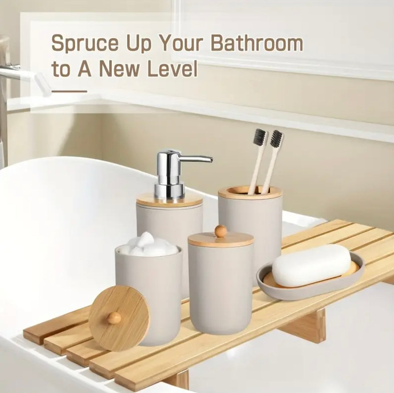 Zenora 5-Piece Plastic Rattan Bathroom Accessory Set