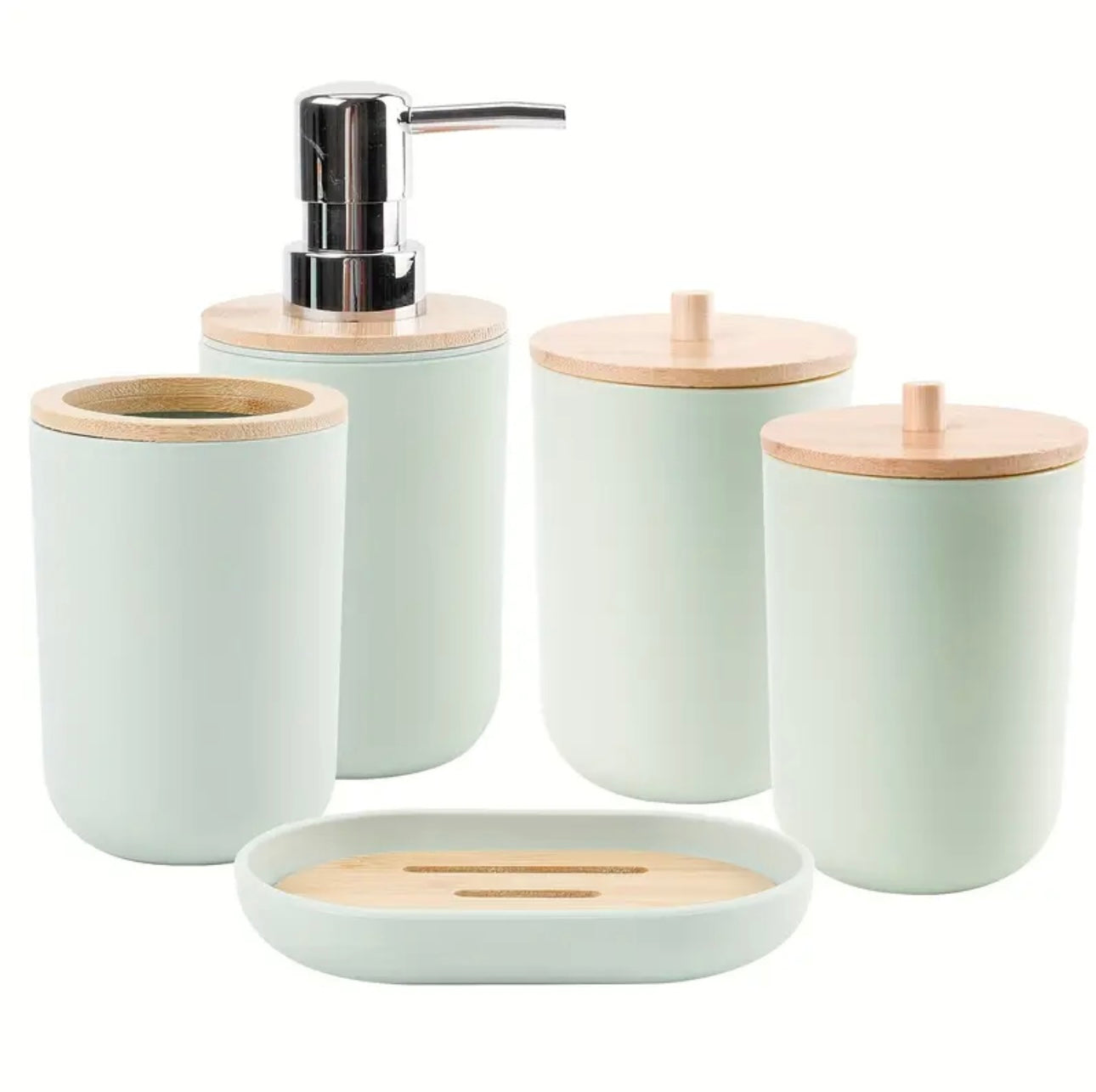 Zenora 5-Piece Plastic Rattan Bathroom Accessory Set