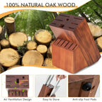 Zenora™ Acacia Wood Knife Block – 14-Slot Premium Organizer for Professional Kitchens