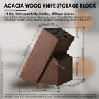 Zenora™ Acacia Wood Knife Block – 14-Slot Premium Organizer for Professional Kitchens
