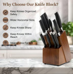 Zenora™ Acacia Wood Knife Block – 14-Slot Premium Organizer for Professional Kitchens